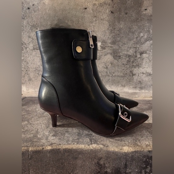New Womens Pointed Toe Kitten Heels Ankle Booties  Zipper Closure Black Size 6 - Picture 13 of 14
